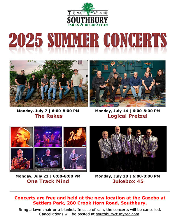 Southbury Parks Rec S 2025 Summer Concert Series Starts July 7 2025 Southbury P&amp;R Summer Concerts 